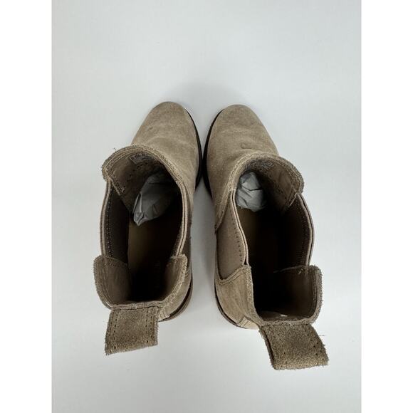 CLARKS Womens Leather Chelsea Boot Arlo 7.5 M Tan Suede Booties Stacked Heel - Picture 8 of 12